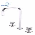 Aquacubic Contemporary UPC WRAS Double Handle Bathroom Basin Faucet